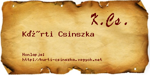 Kürti Csinszka névjegykártya